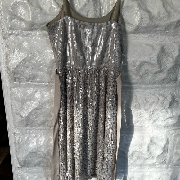 Express, size extra small, ivory sequence, belted, spaghetti strap dress - Picture 3 of 5